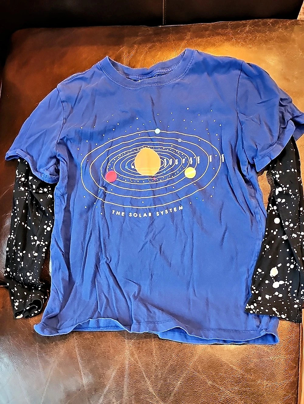 Hanna Andersson Solar System Graphic Long Sleeve Tee Size US 10 Blue & Black 140